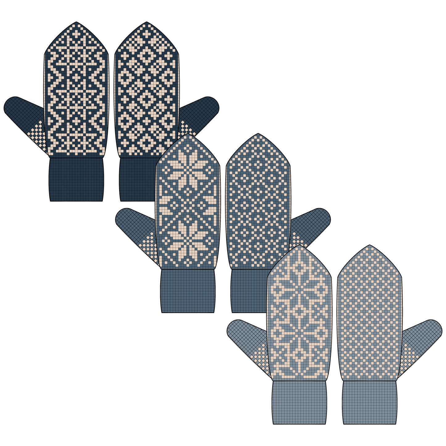 BUNDLE - DIGITAL PATTERNS - Mitten 3-Pack - Snowy Days