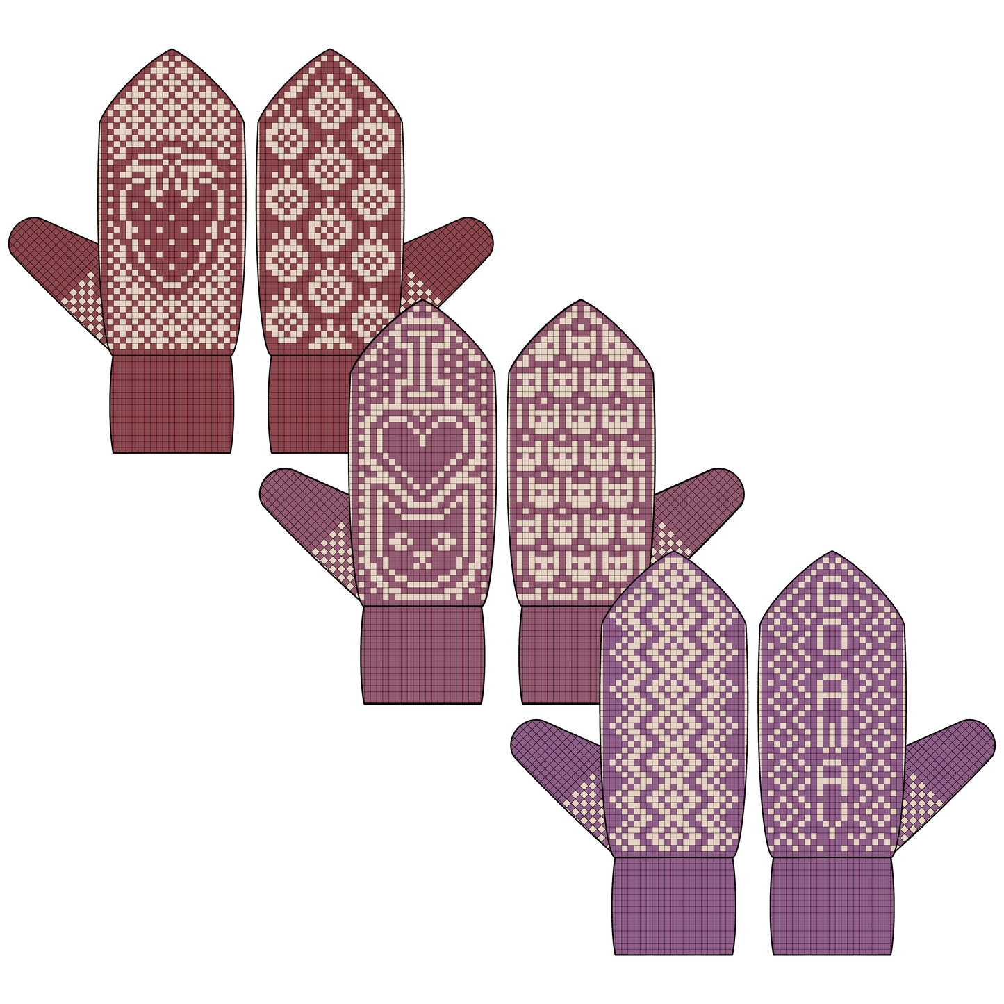 BUNDLE - DIGITAL PATTERNS - Mitten 3-Pack - Sticker Art