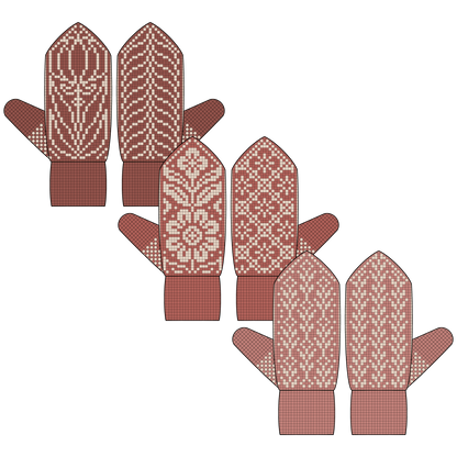 BUNDLE - DIGITAL PATTERNS - Mitten 3-Pack - Florals