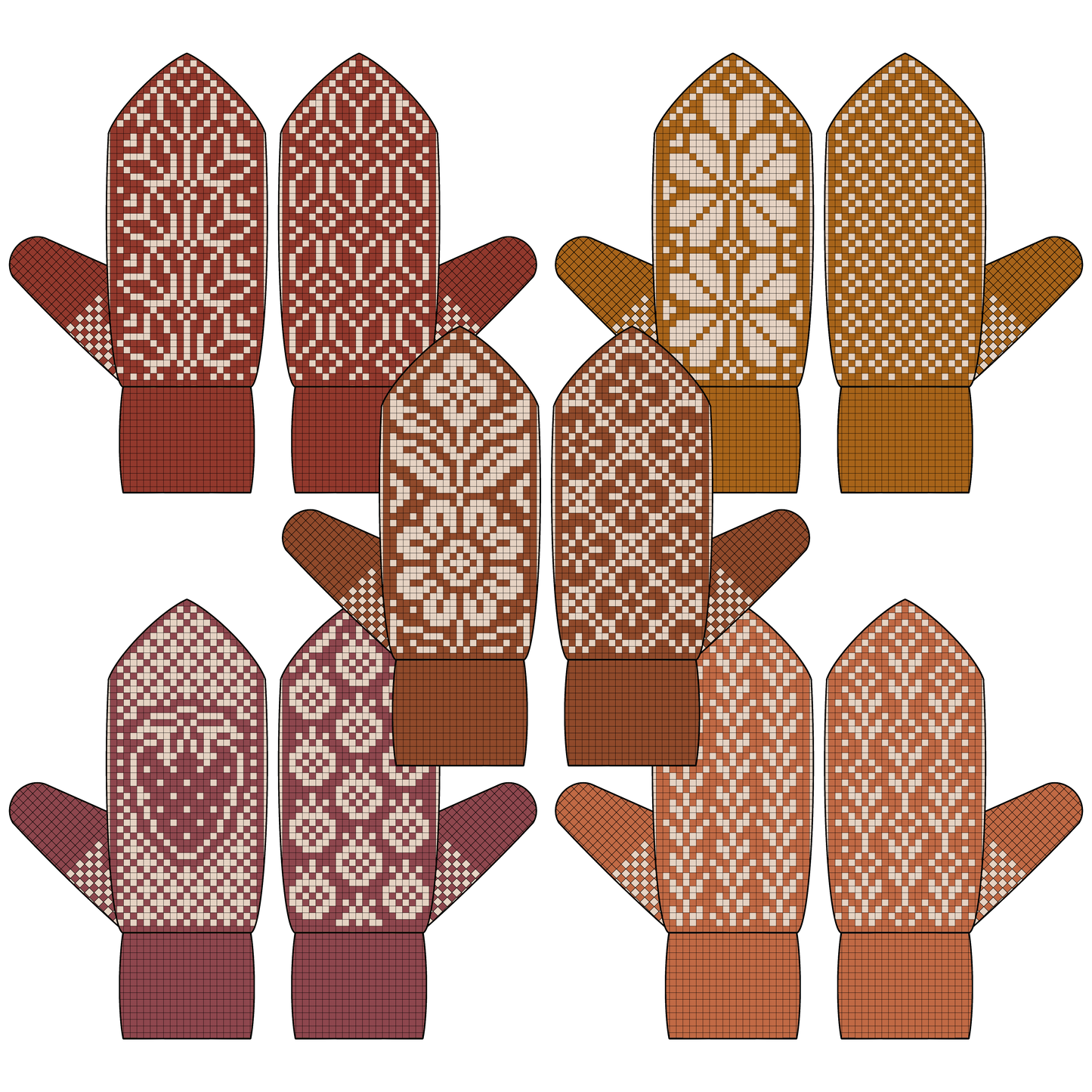 BUNDLE - DIGITAL PATTERNS - Mitten 5-Pack - Secret Garden