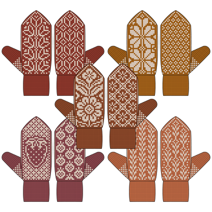 BUNDLE - DIGITAL PATTERNS - Mitten 5-Pack - Secret Garden
