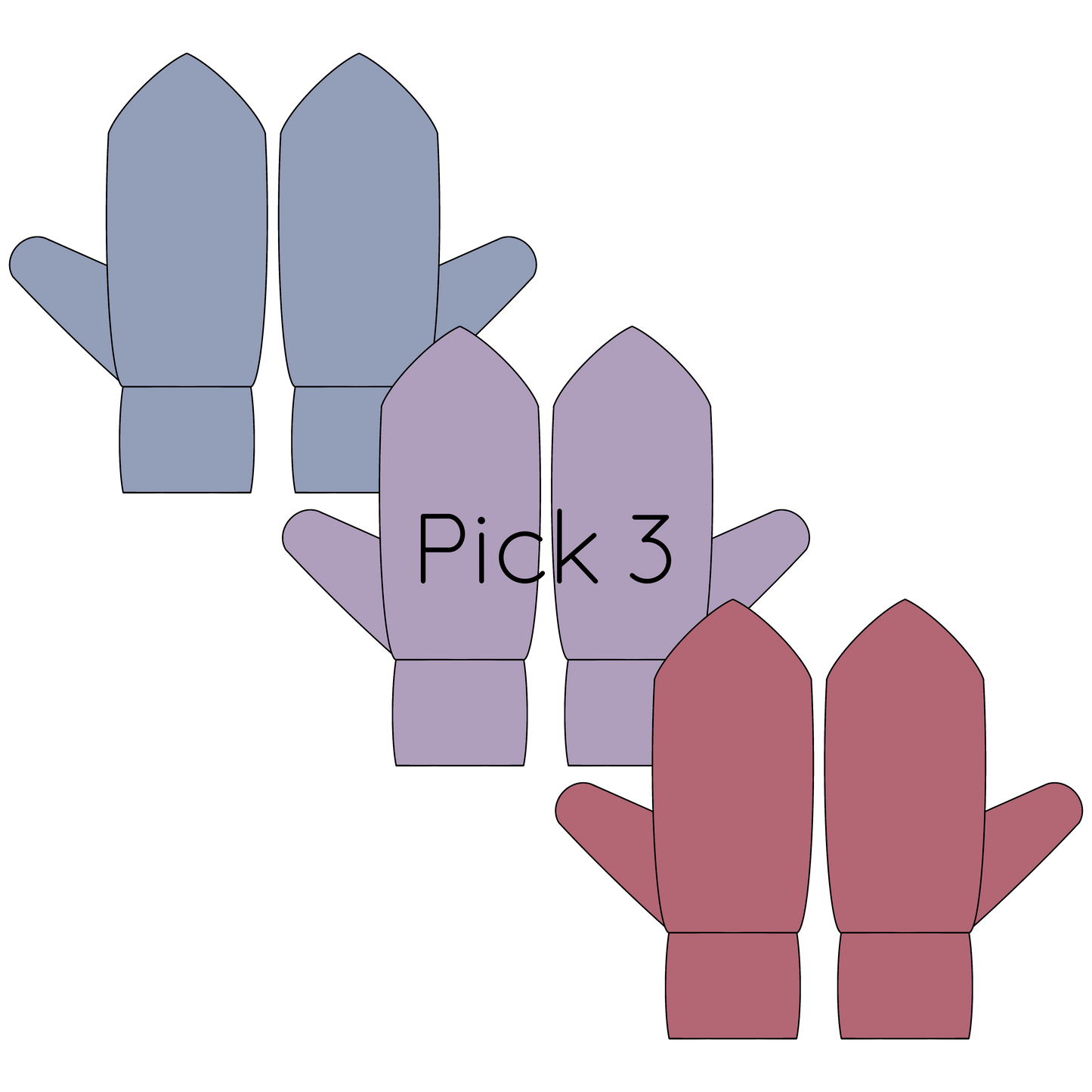 CUSTOM BUNDLE - DIGITAL PATTERNS - Mitten 3-Pack