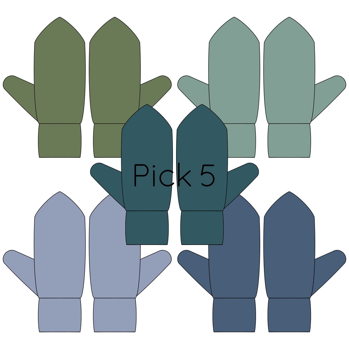CUSTOM BUNDLE - DIGITAL PATTERNS - Mitten 5-Pack