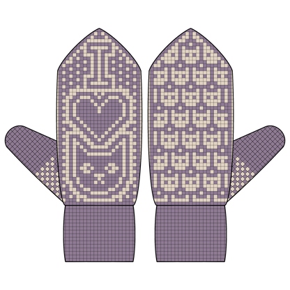 DIGITAL PATTERN - Mitten - I ♡ Cats